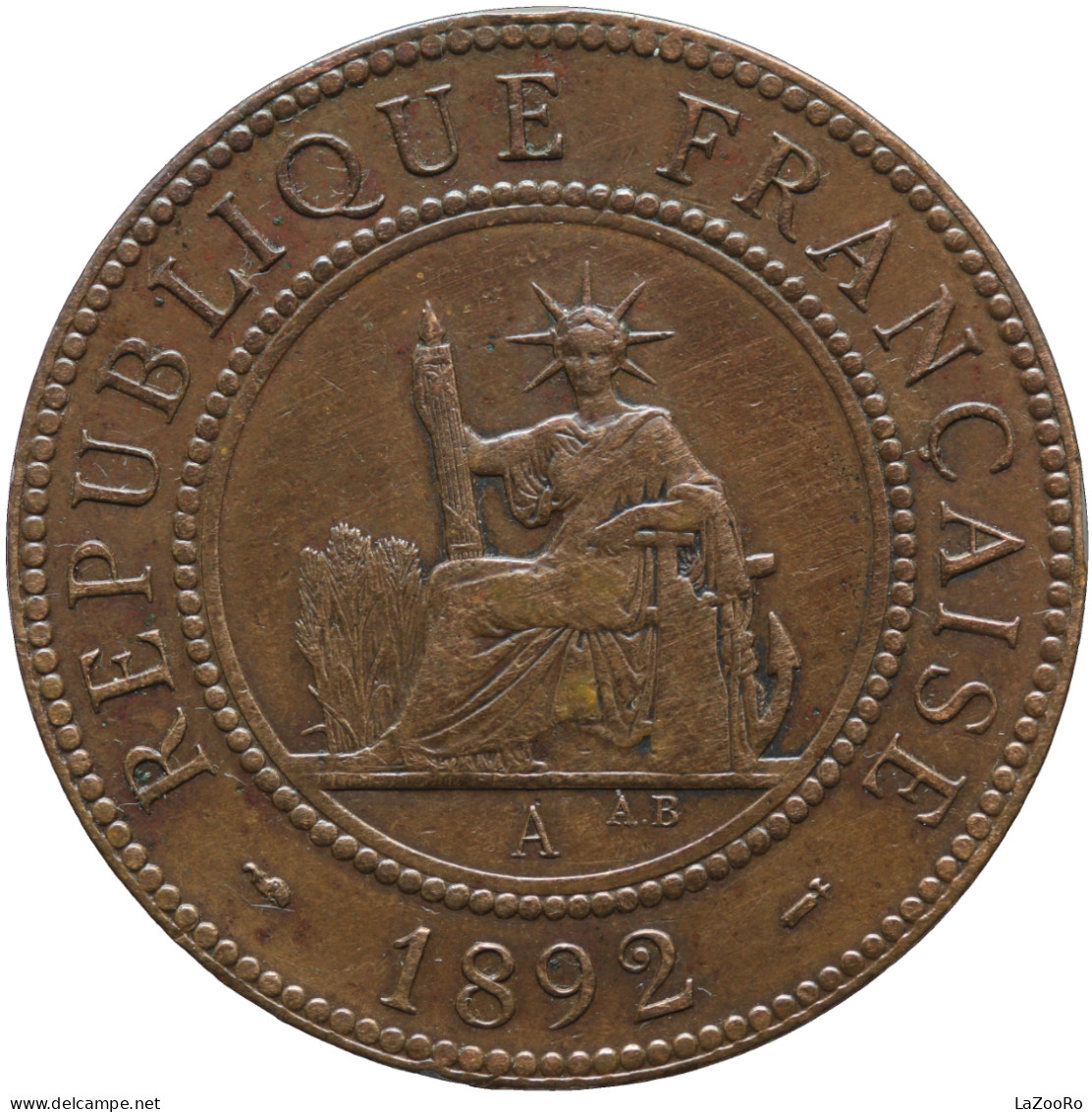 LaZooRo: French Indochina 1 Cent 1892 XF - Französisch-Indochina