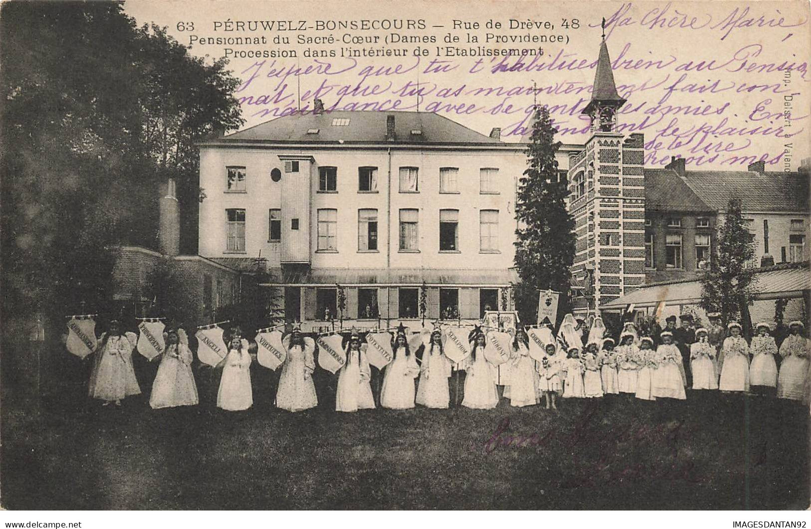 BELGIQUE #MK35689 PERUWELZ BONSECOURS RUE DREVE PENSIONNAT DU SACRE COEUR PROCESSION DANS L INTERIEUR DE L ETABLISSEMENT - Peruwelz