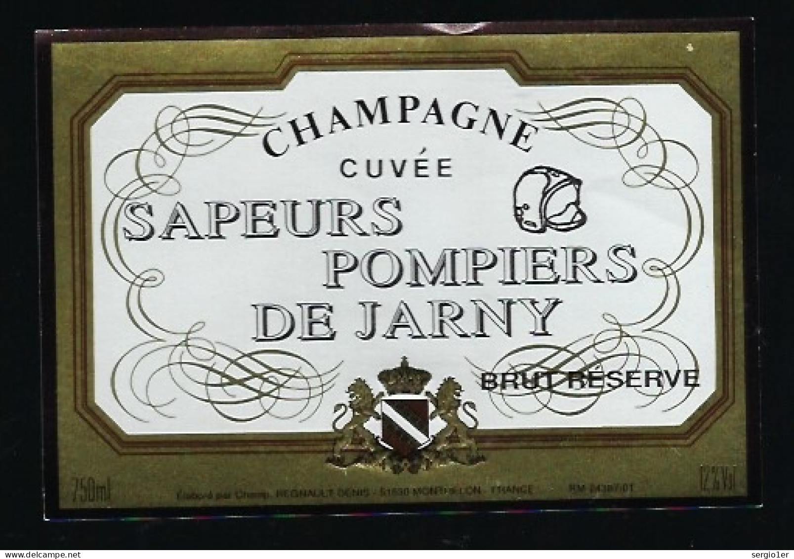 Etiquette Champagne Brut Réserve Cuvée Sapeurs Pompiers De Jarny  Regnaut Denis  Monthelon Marne 51 - Champagne