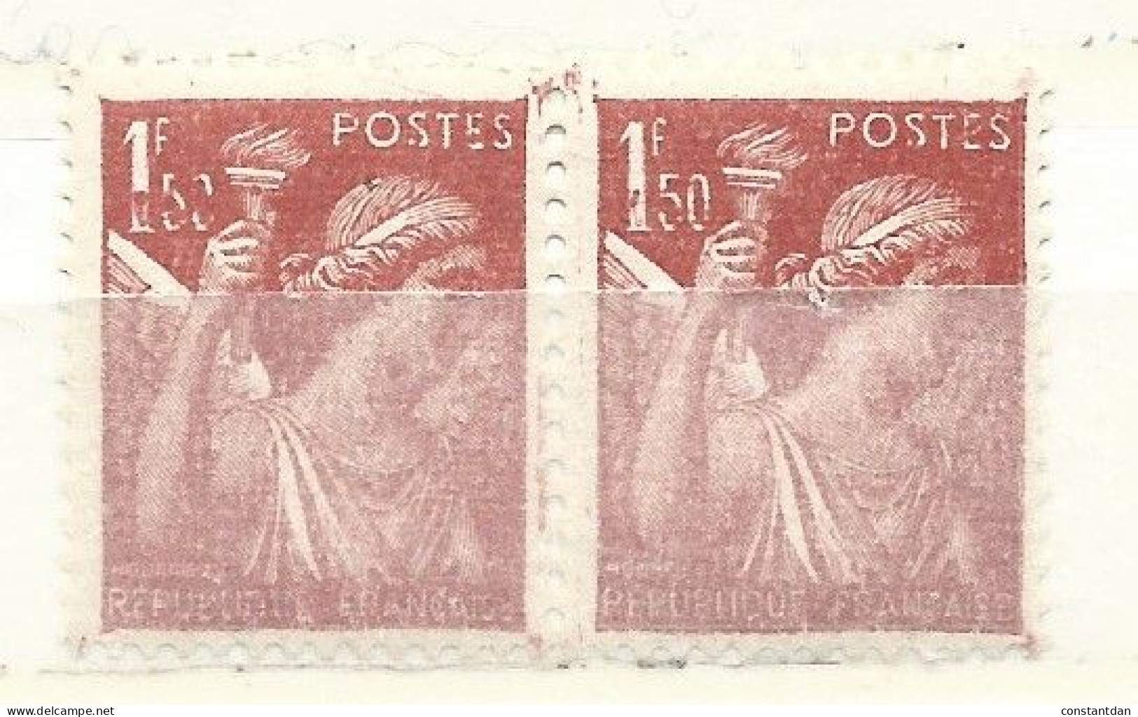 FRANCE N+ 652 1F50 ROUGE BRUN TYPE IRIS 1F50 TEINTE PAIRE NEUF SANS CHARNIERE - Nuovi