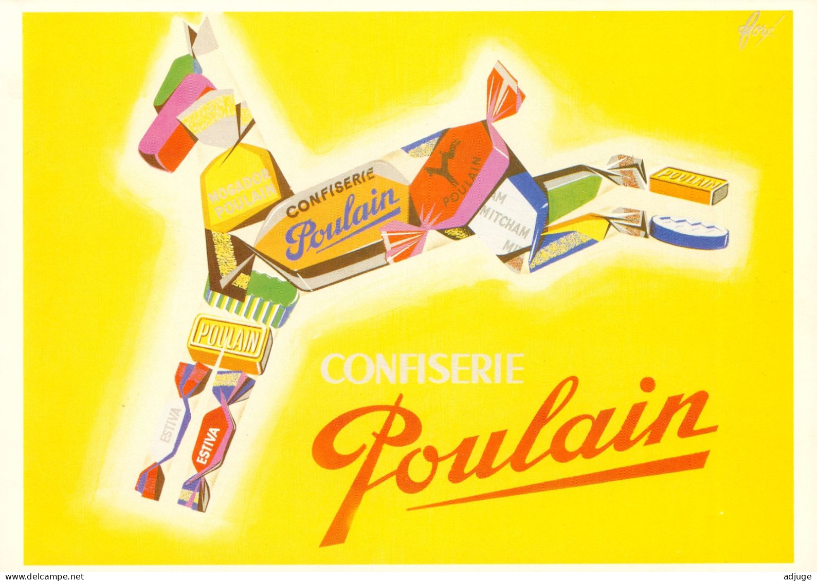 CPM- Illustrateur Affichiste FORÉ- Confiserie POULAIN  Publicité (1954) * TBE* Scan Recto/Verso - Fore