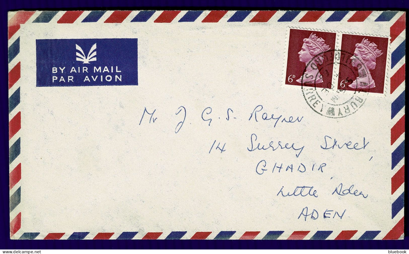 Ref 1648 - 1968 Airmail Cover - Albury Guildford 1/= Rate To Ghadir Little Aden - Now Yemen - Yemen