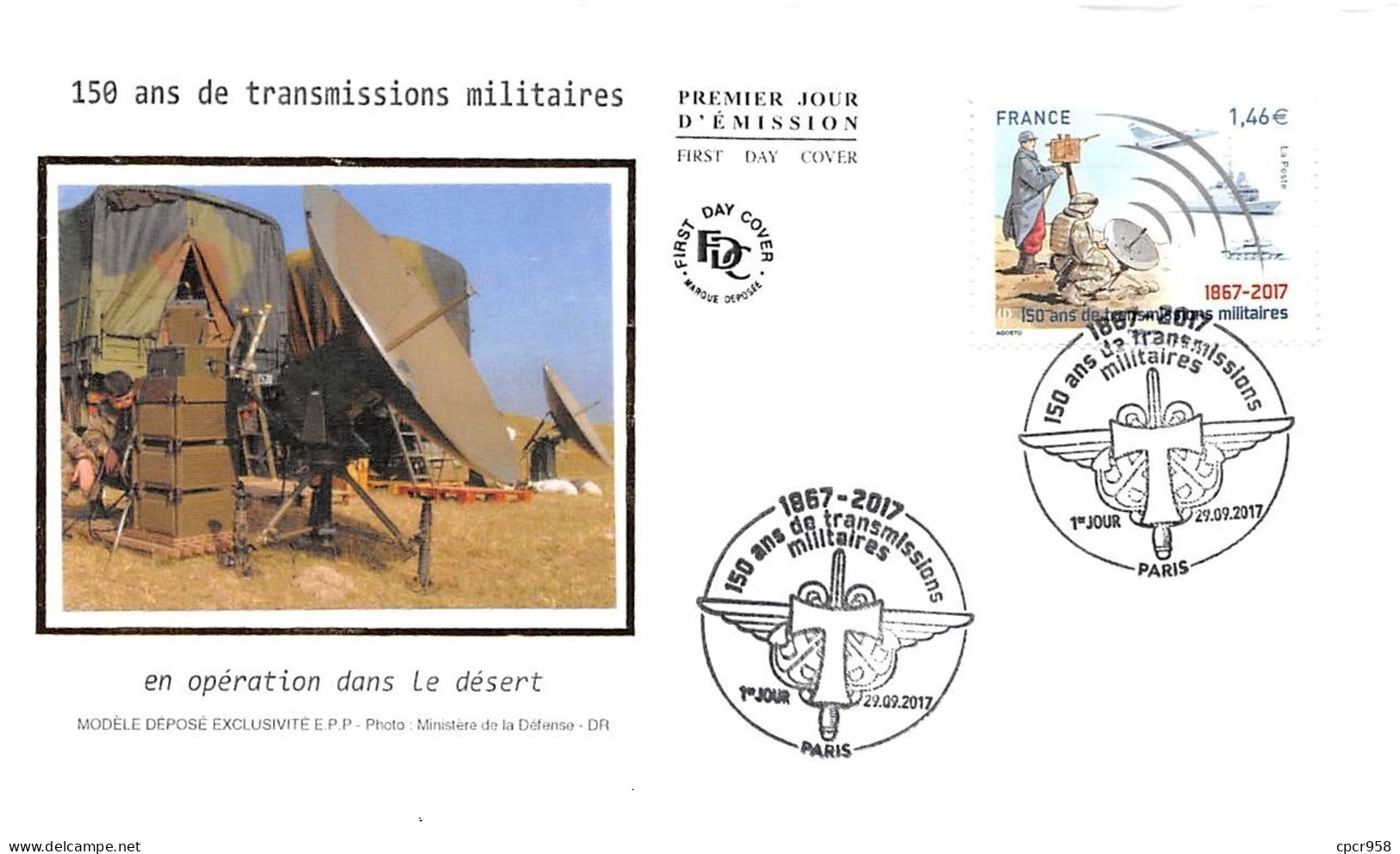 FRANCE. FDC. N°206625. 29/09/2017 .cachet Paris . 150 Ans De Trasmissions Militaires - 2010-2019