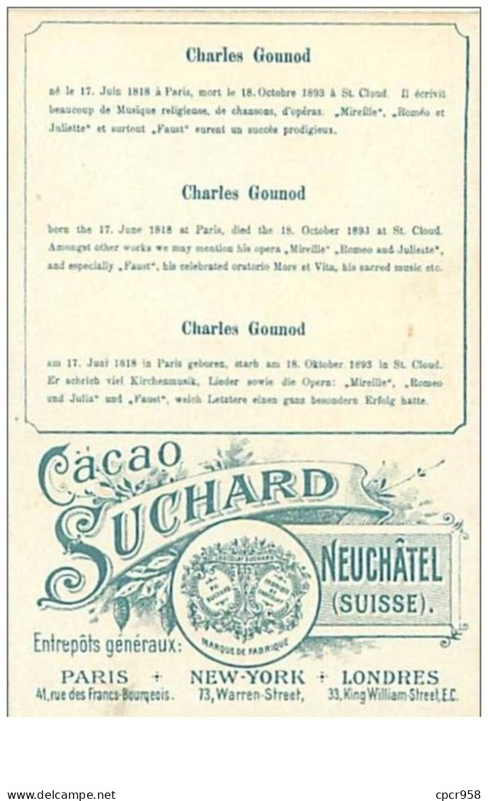 CHROMOS.SUCHARD.n°89.PARTITION.CHARLES GOUNOD - Suchard