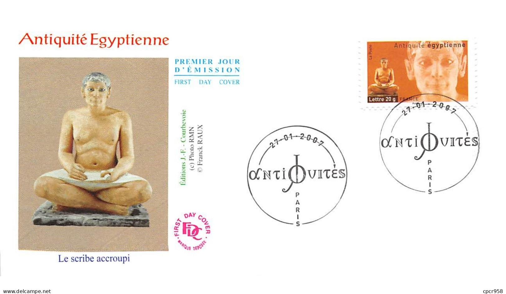 FRANCE.FDC.AM11283.27/01/2007.Cachet Paris.Antiquité Egyptienne.Le Scribe Accroupi - 2000-2009