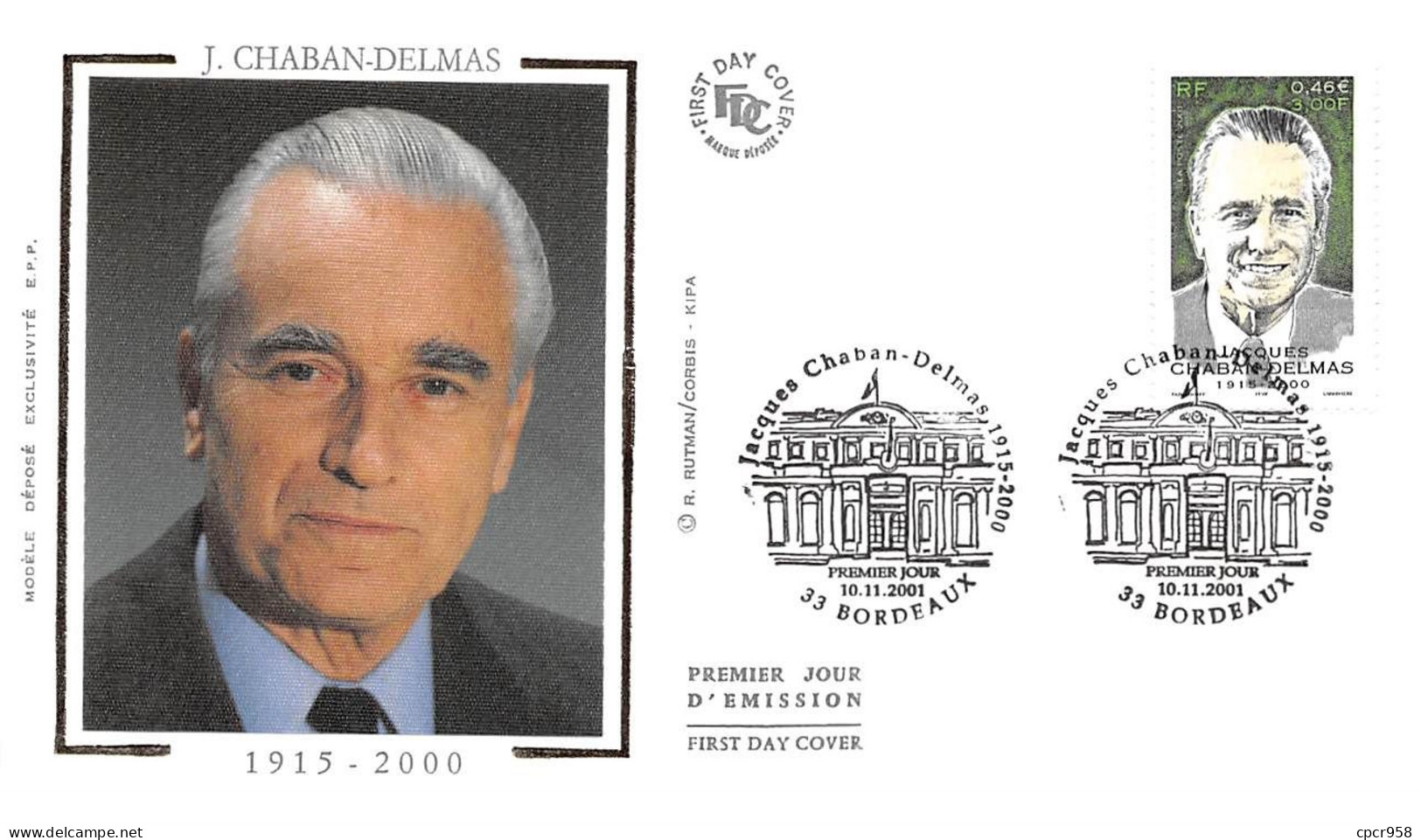 FRANCE.FDC.AM11892.10/11/2001.J. Chaban-Delmas.1915-2000 - 2000-2009