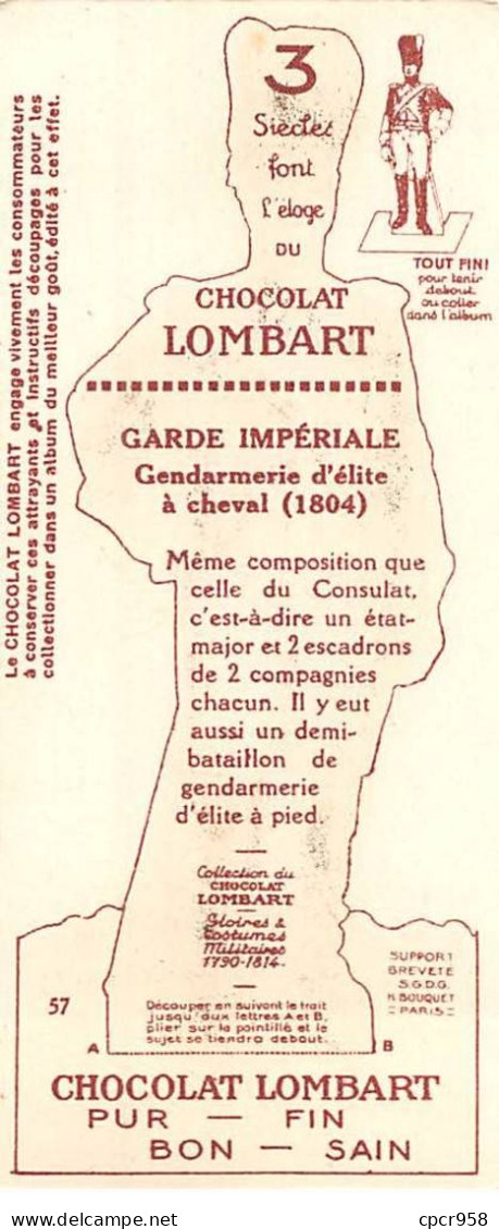 Chromos.AM16646.5x12 Cm Environ.Chocolat.Lombart.N°57.1804.Garde Impériale.Gendarmerie D'élite à Cheval - Lombart