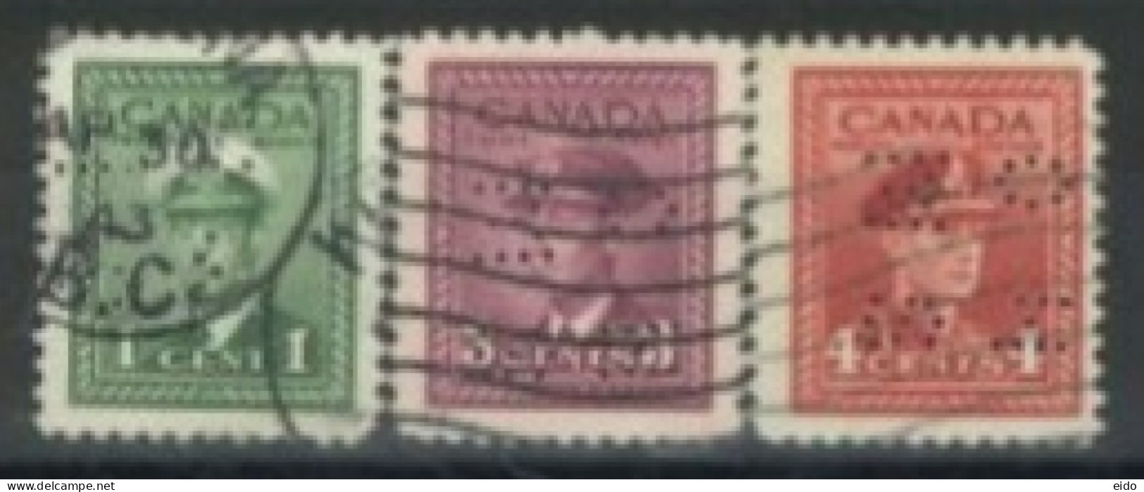 CANADA - 1942, KING GEORGE VI IN NAVAL UNIFORM STAMPS SET OF 3, USED. - Used Stamps