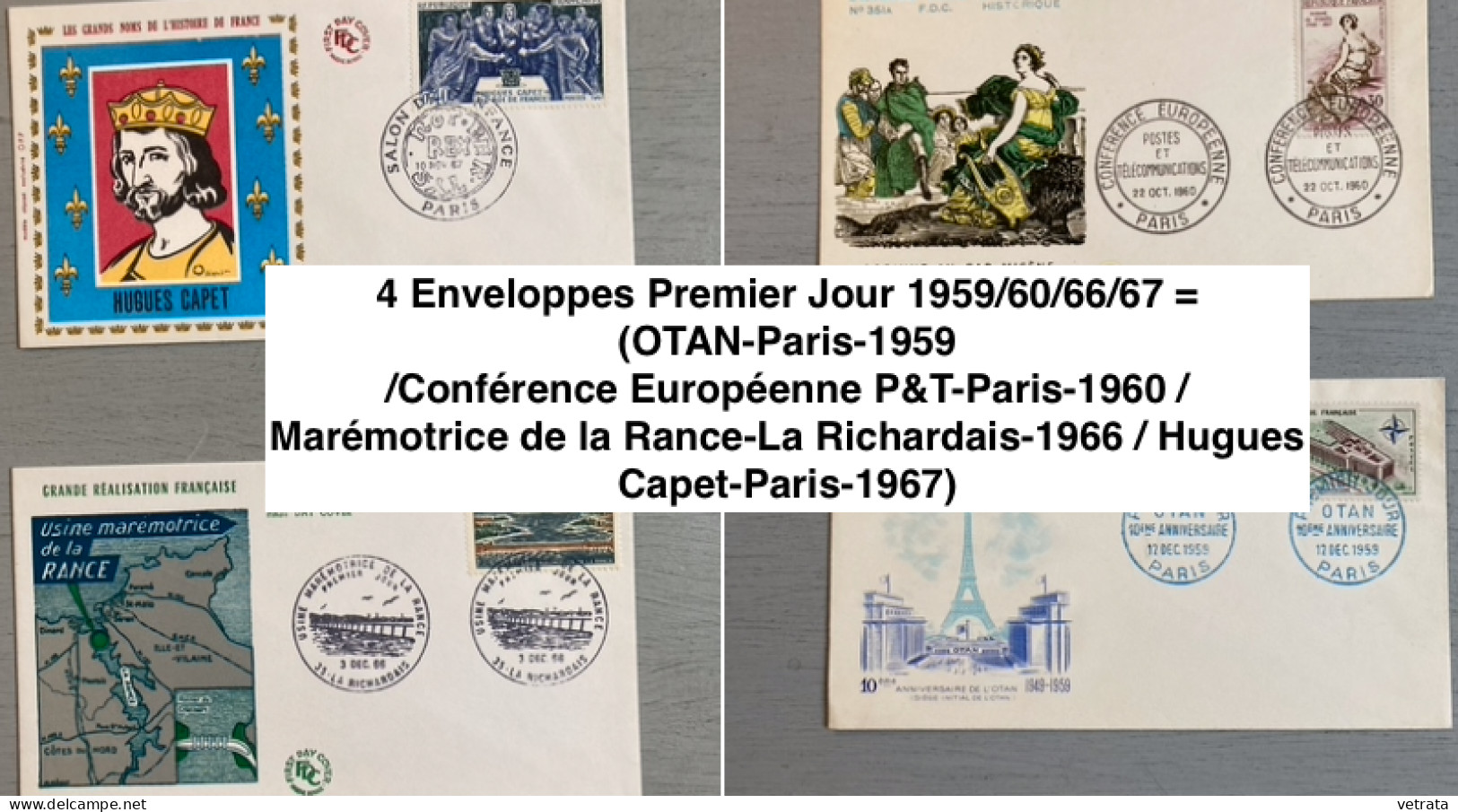 4 Enveloppes Premier Jour 1959/60/66/67 = (OTAN-Paris-1959 /Conférence Européenne P&T-Paris-1960 / Marémotrice De La Ran - Other & Unclassified