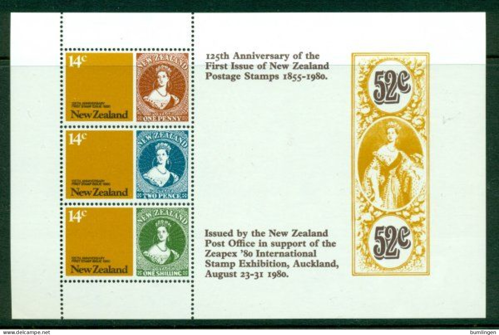 NEW ZEALAND 1980 Mi BL 4** 125th Anniversary Of New Zeland Stamps [B926] - Stamps On Stamps