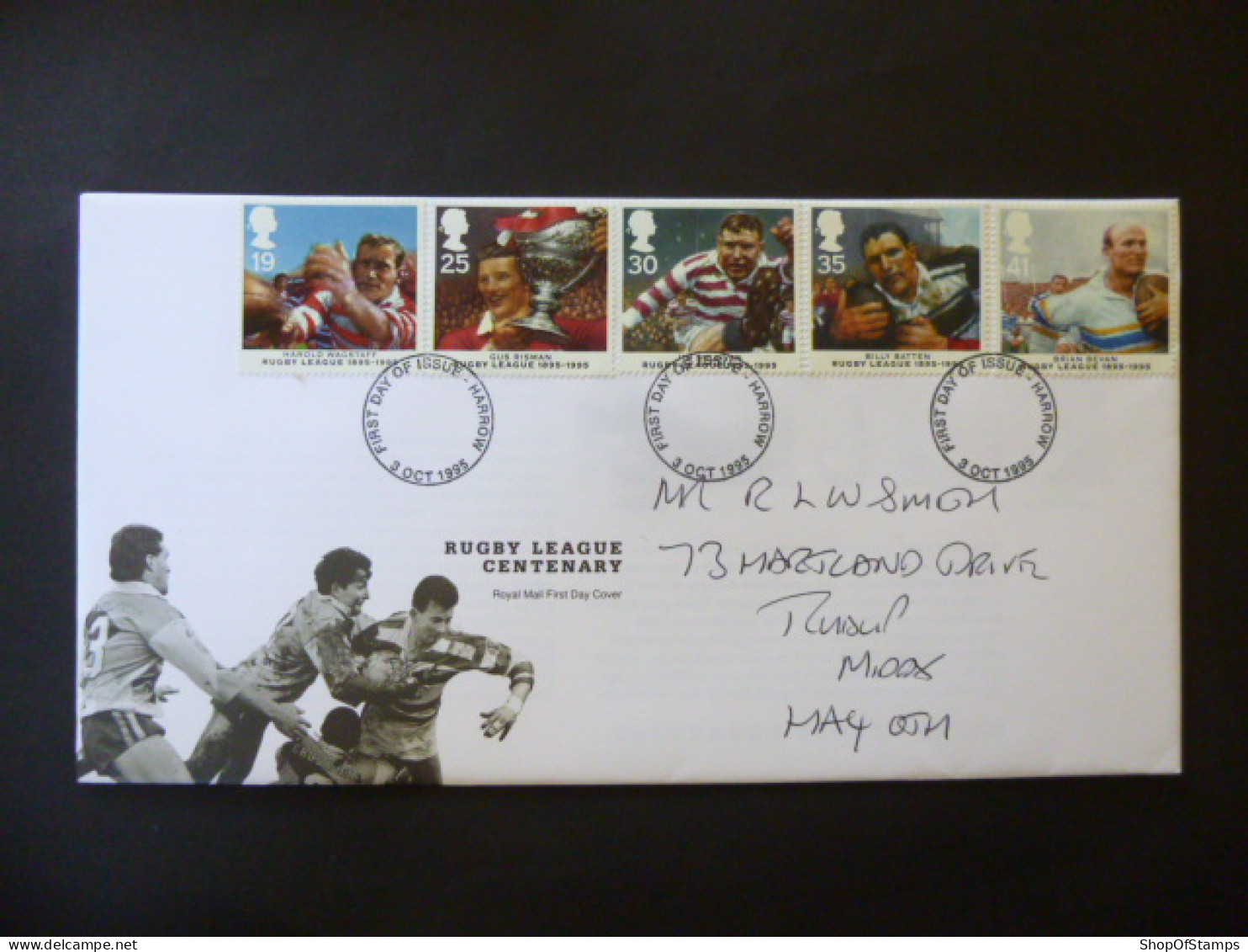 GREAT BRITAIN SG 1891-94 RUGBY LEAGUE CENTENARY FDC HARROW - Non Classés