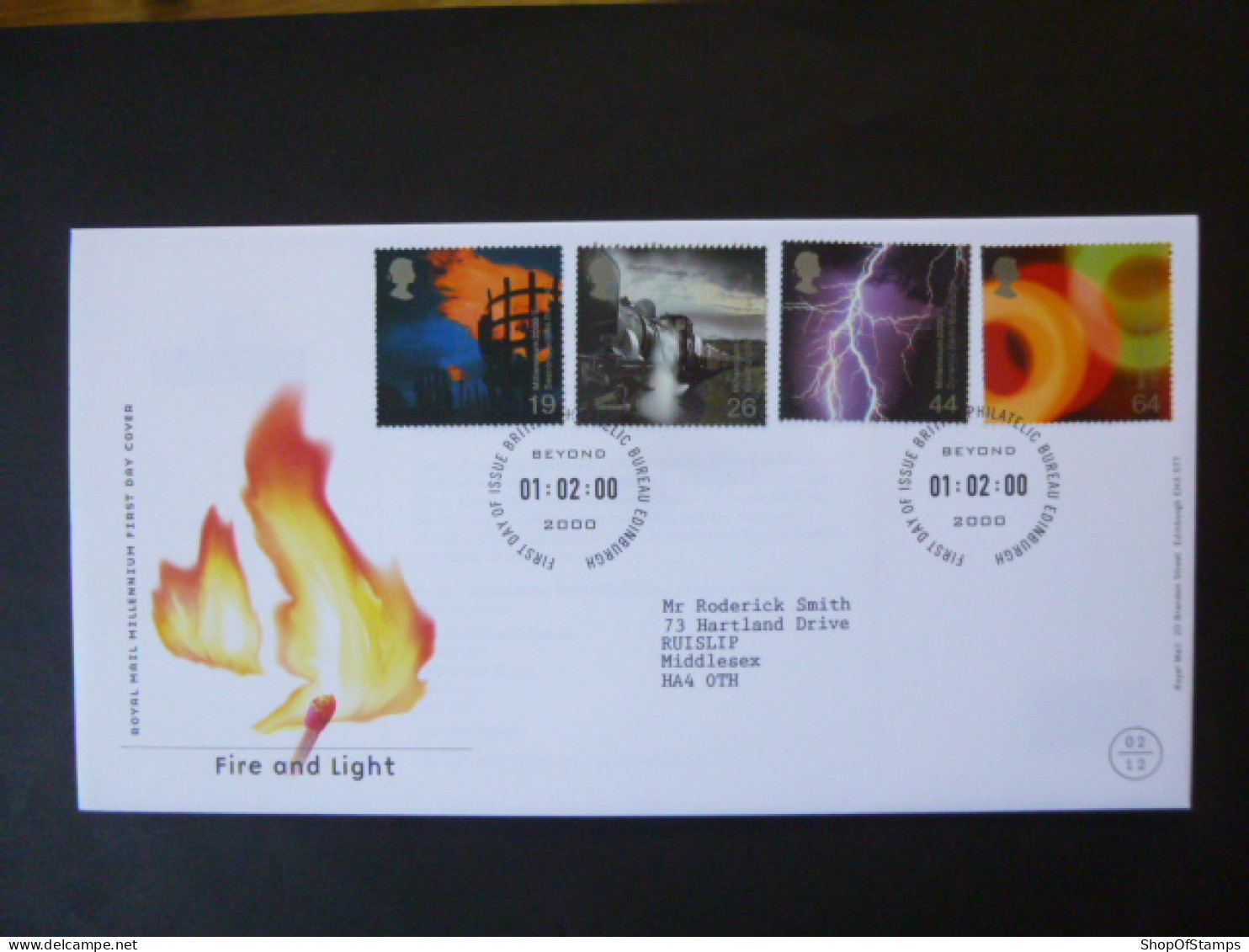 GREAT BRITAIN SG 2129-32 MILLENIUM PROJECTS FIRE AND LIGHT FDC EDINBURGH - Non Classés