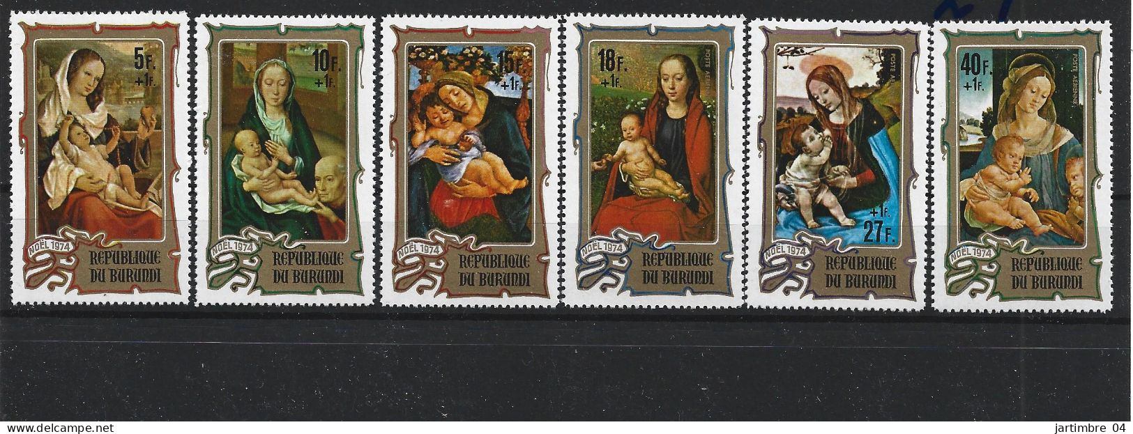 1974 BURUNDI 634-36+ PA 357-59** Noël, Tableaux, Botticelli, Avec Surtaxe - Neufs