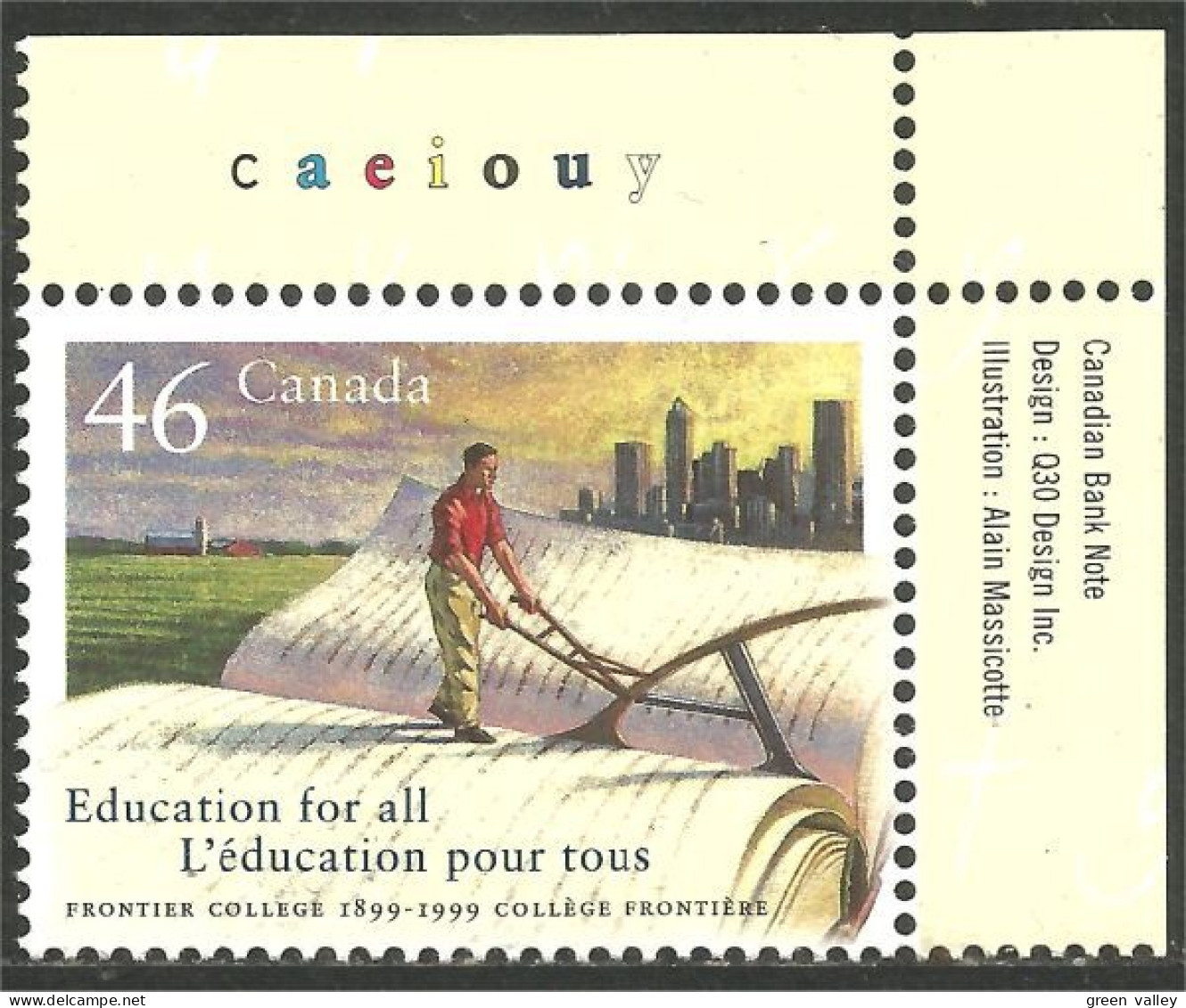 Canada Frontier College Frontière Education  Livre Book Charrue Plough MNH ** Neuf SC (C18-10htc) - Unused Stamps