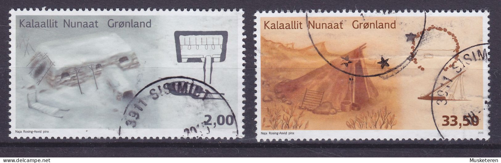 Greenland 2015 Mi. 703-04 Grönländische Architektur (I) Wohnformen Vor Der Kolonialisierung Complete Set - Used Stamps