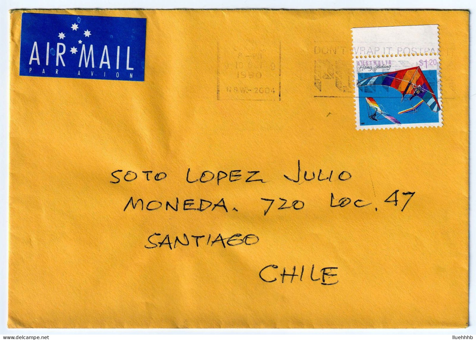 AUSTRALIA: $1.20 Hang Gliding Solo Usage On 1980 Airmail Cover To CHILE - Covers & Documents