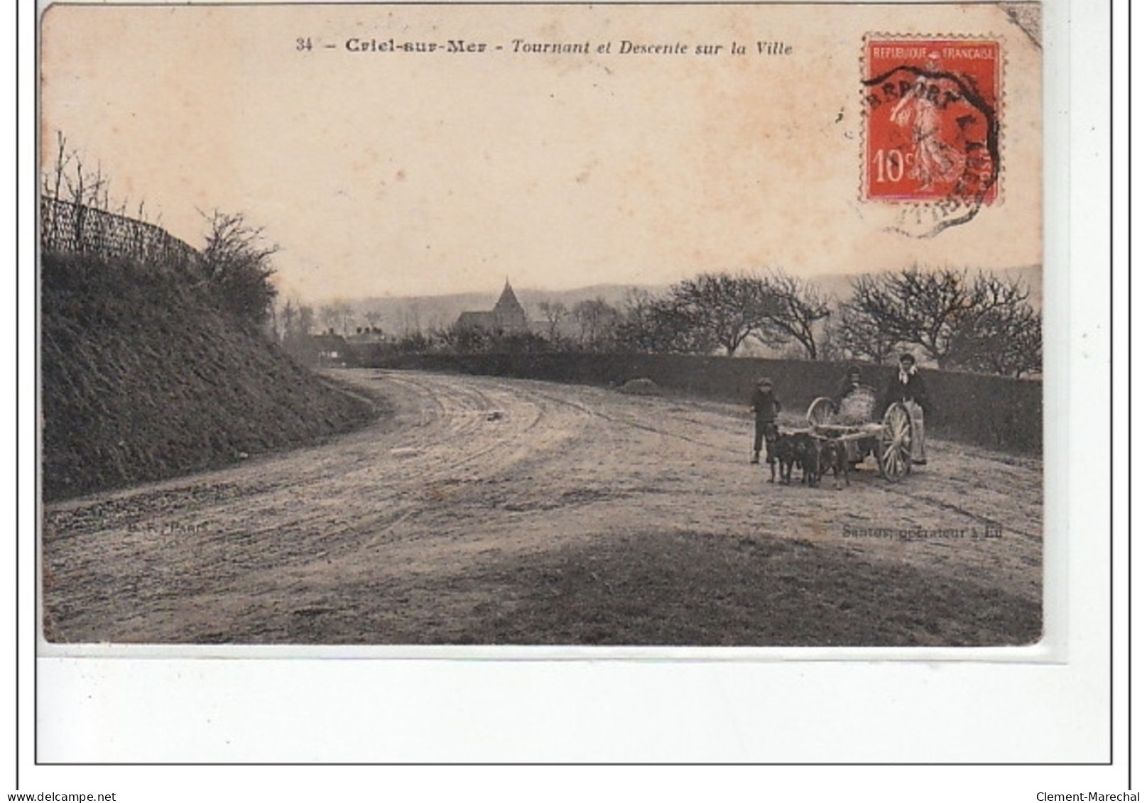 CRIEL SUR MER - Tournant Et Descente Sur La Ville  - VOITURE A CHIEN - état - Criel Sur Mer