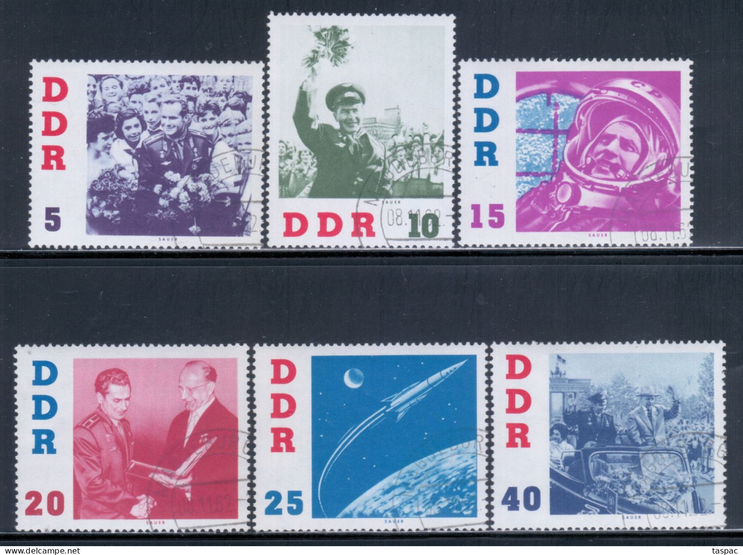 East Germany / DDR 1961 Mi# 863-868 Used - Visit Of Gherman Titov / Space - Europa