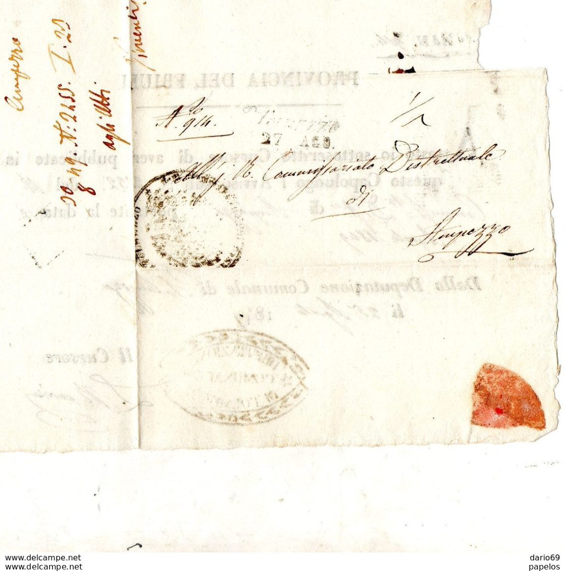 1849  LETTERA CON ANNULLO TOLMEZZO UDINE - 1. ...-1850 Prephilately