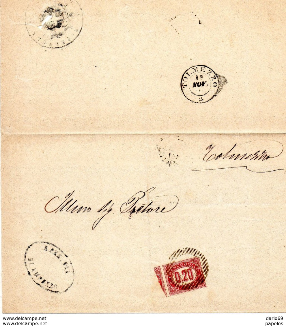 1875 LETTERA CON ANNULLO TOLMEZZO  UDINE - Marcophilia