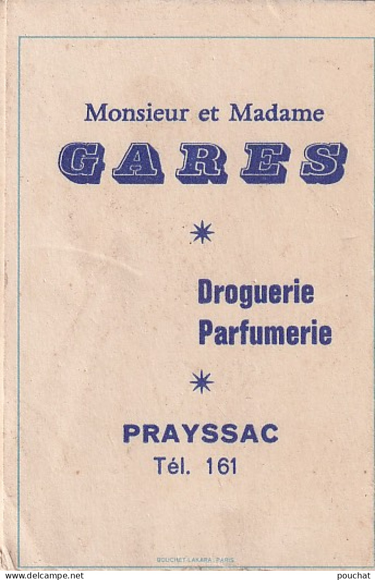 AA+ 127- MINI CALENDRIER PARFUM " SOIR DE PARIS " , BOURJOIS 1968 - PARFUMERIE DROGUERIE GARES , PRAYSSAC ( 46 ) - Small : 1961-70