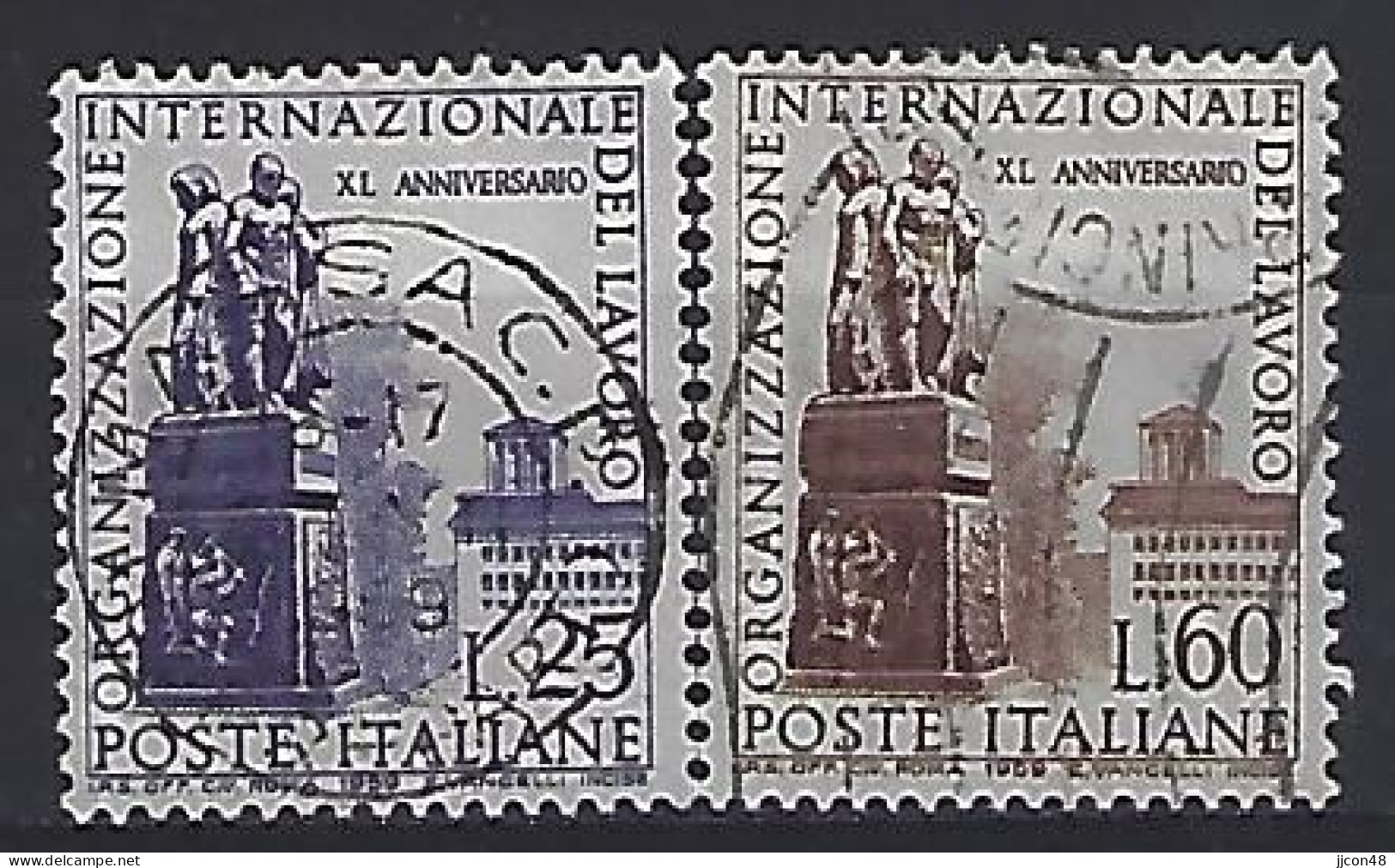 Italy 1959  40 Jahre ILO  (o) Mi.1049-1050 - 1946-60: Oblitérés