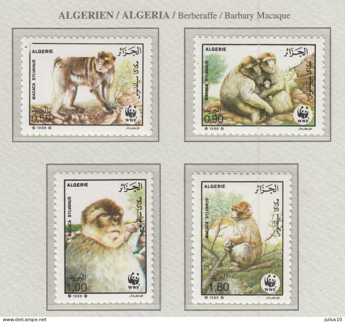 ALGERIA 1988 WWF Monkeys Barbary Macaque Mi 972-975 MNH(**) Fauna 753 - Apen