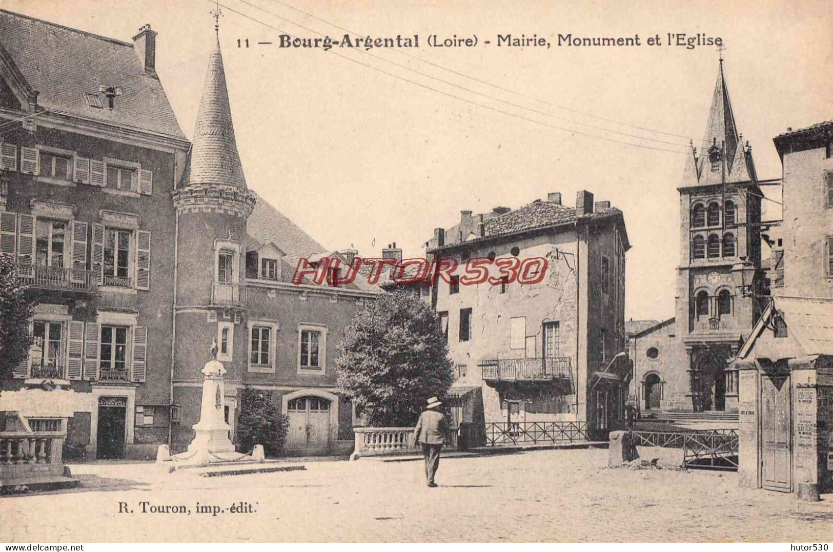 CPA BOURG ARGENTAL - MAIRIE ET EGLISE - Bourg Argental