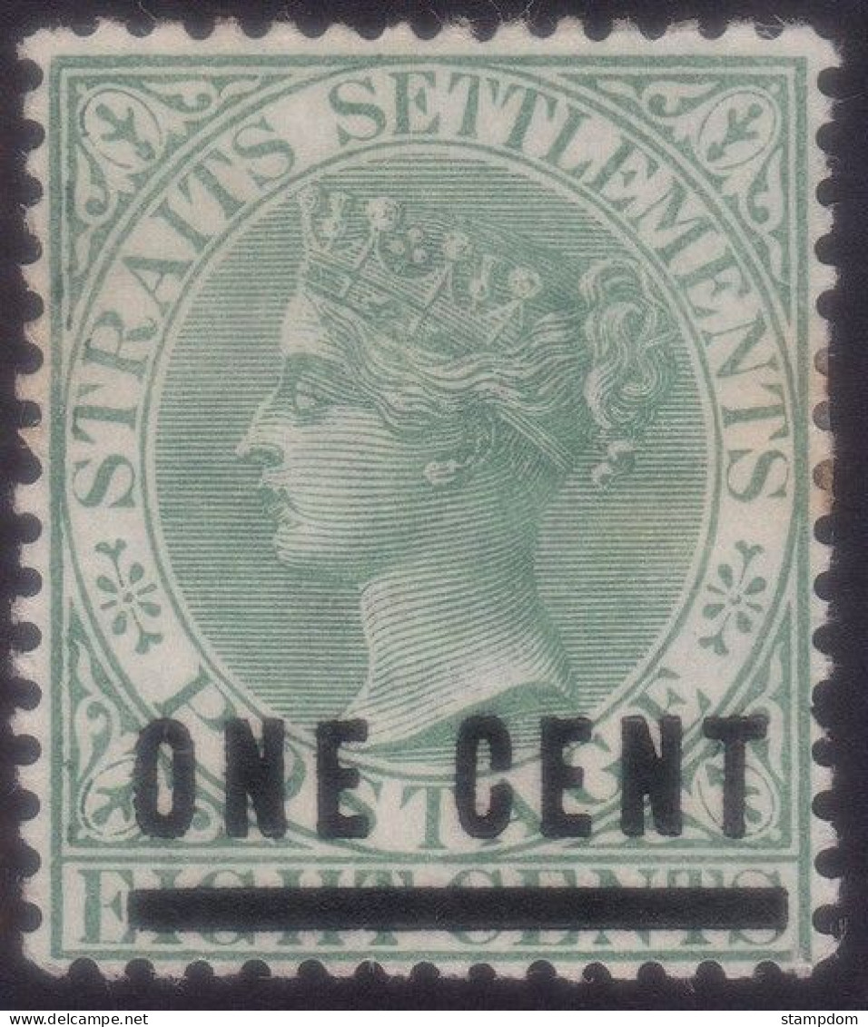 STRAITS SETTLEMENTS 1892 1c Surch On 8c Wmk.CROWN CA Sc#82 - MH @N536 - Straits Settlements