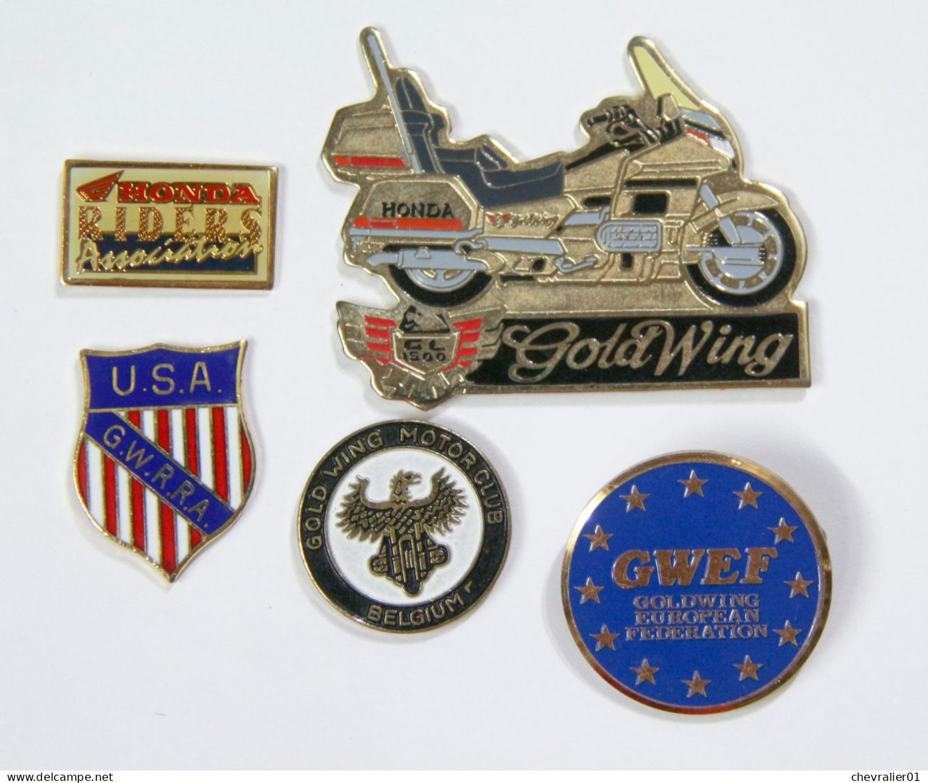 Pins-Moto_Honda_GWMCB_GWEF_GWRRA_Gold Wing Motor Club_5 Pièces_23-04-02 - Motorbikes