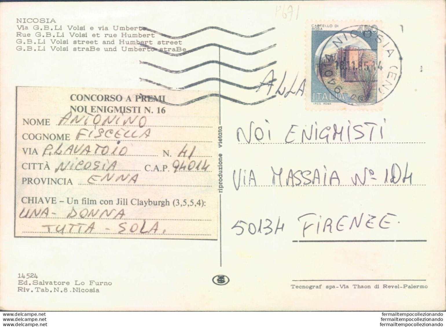 P671 Cartolina Nicosia Via G.b.li Volsi E Via Umberto Provincia Di Enna - Enna