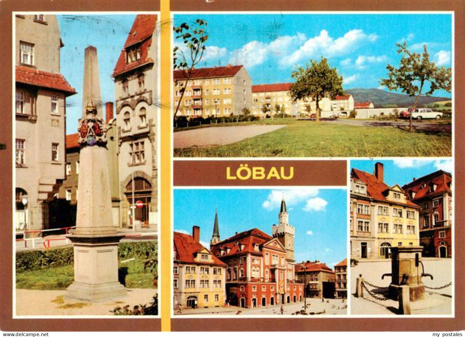 73901497 Loebau Sachsen Postmeilensaeule Loebauer Berg Rathaus Platz Der Befreiu - Loebau