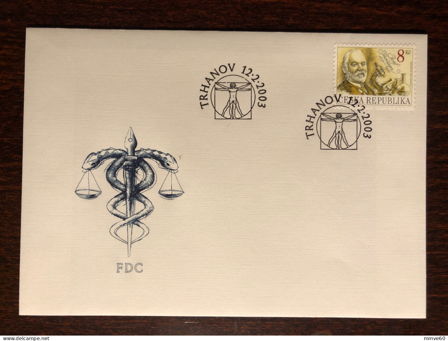 CZECH FDC COVER 2003 YEAR DOCTOR THOMAYER HEALTH MEDICINE STAMPS - FDC