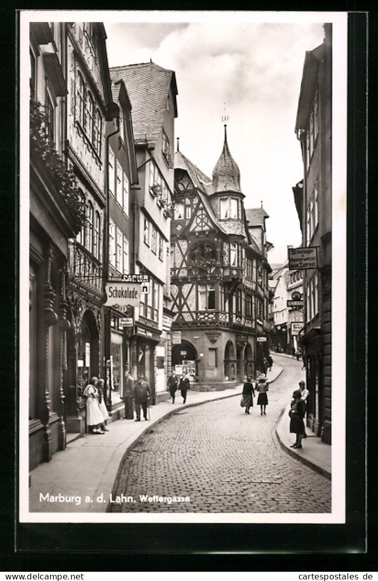 AK Marburg A.d. Lahn, Geschäfte In Der Wettergasse  - Marburg