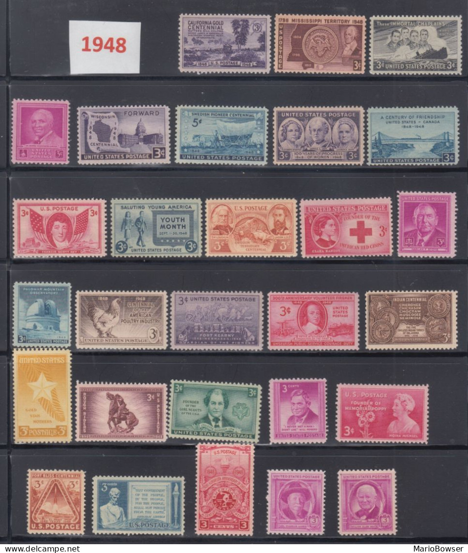 USA 1948 Full Year Commemorative MNH Stamps Set SC# 953-980 With 28 Stamps - Ganze Jahrgänge