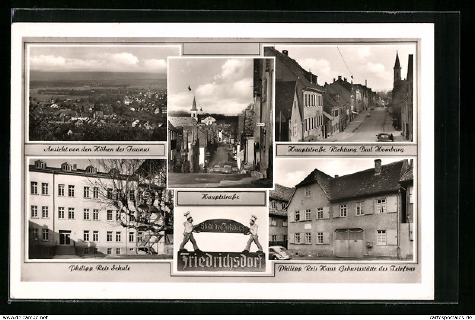 AK Friedrichsdorf, Ansicht Von Den Höhen Des Taunus, Philipp Reis Schule, Hauptstrasse  - Taunus