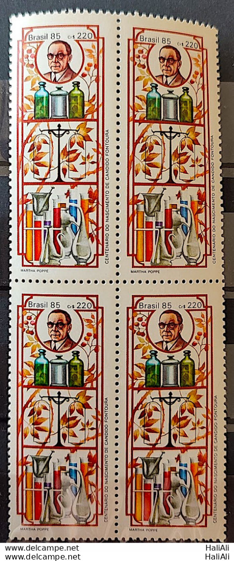 C 1454 Brazil Stamp Centenary Fontoura Pharmacy Health 1985 Block Of 4 2 - Nuevos