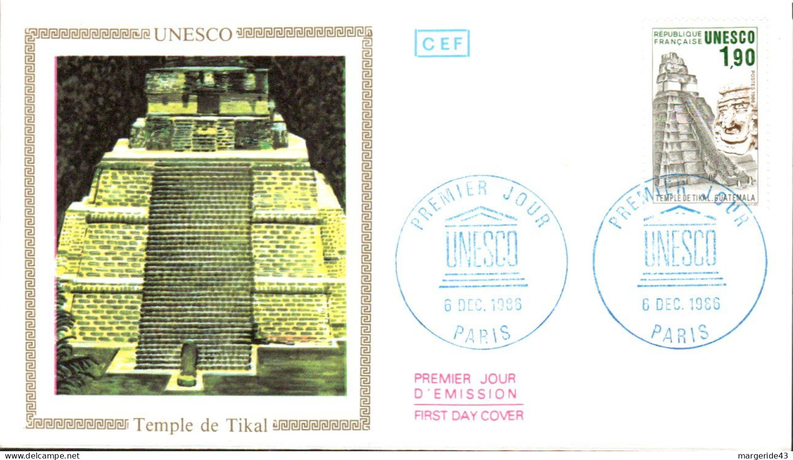 FDC 1986 UNESCO -GUATEMALA - 1980-1989