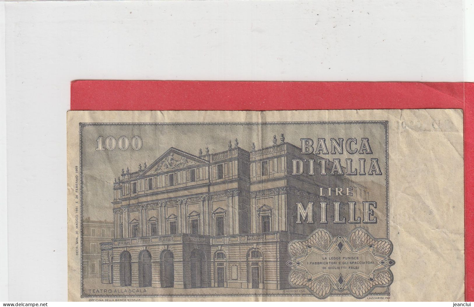 BANCA D'ITALIA  .  1.000 LIRE  .  G. VERDI  .  N°  SD 600004 V .  2 SCANNES  .  BILLET USITE - 1.000 Lire