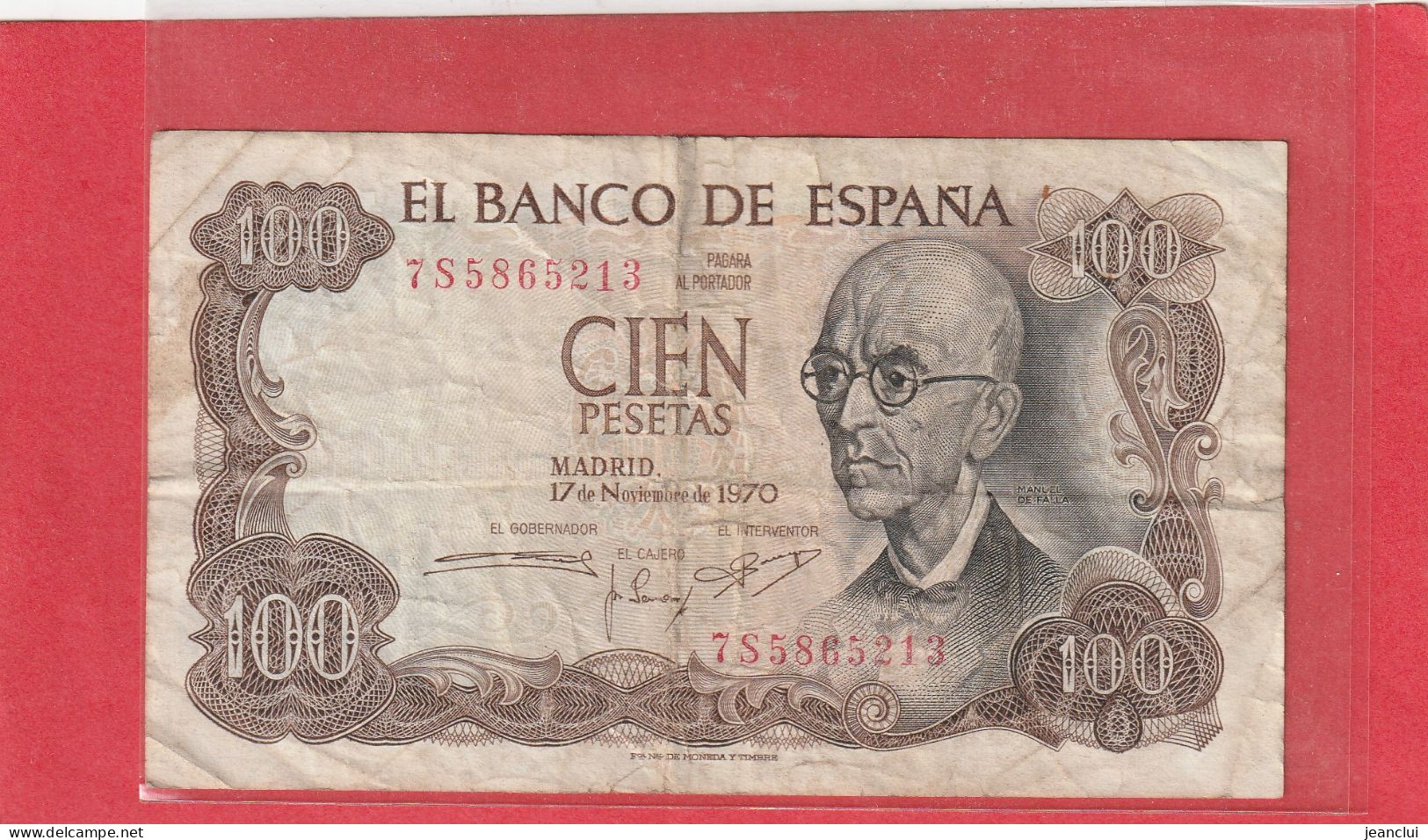 EL BANCO DE ESPANA  .  100 PESETAS  .  17-11-1970  .  N°  7S5865213 .  2 SCANNES  .  BILLET USITE - 100 Peseten