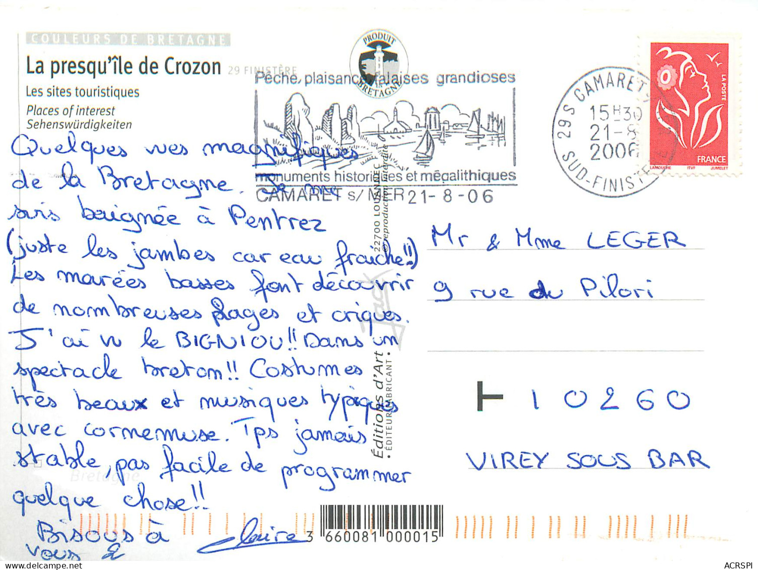 Presqu Ile De CROZON Les Sites Touristiques 15(scan Recto Verso)MF2718 - Crozon