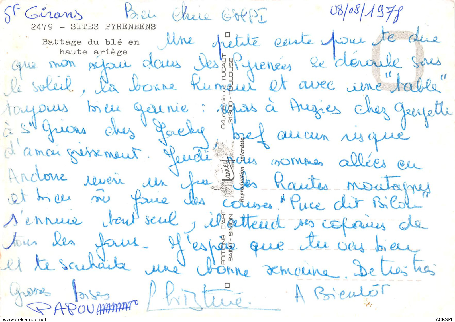 09 Battage Du Blé En Haute Ariège Saint Girons  1 (scan Recto Verso)MF2732TER - Saint Girons