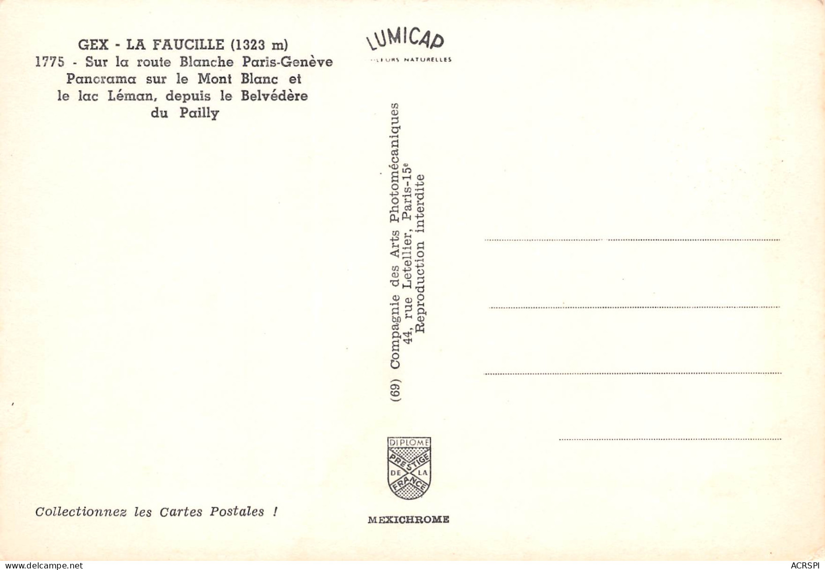 GEX La Faucille  11 (scan Recto Verso)MF2738BIS - Gex