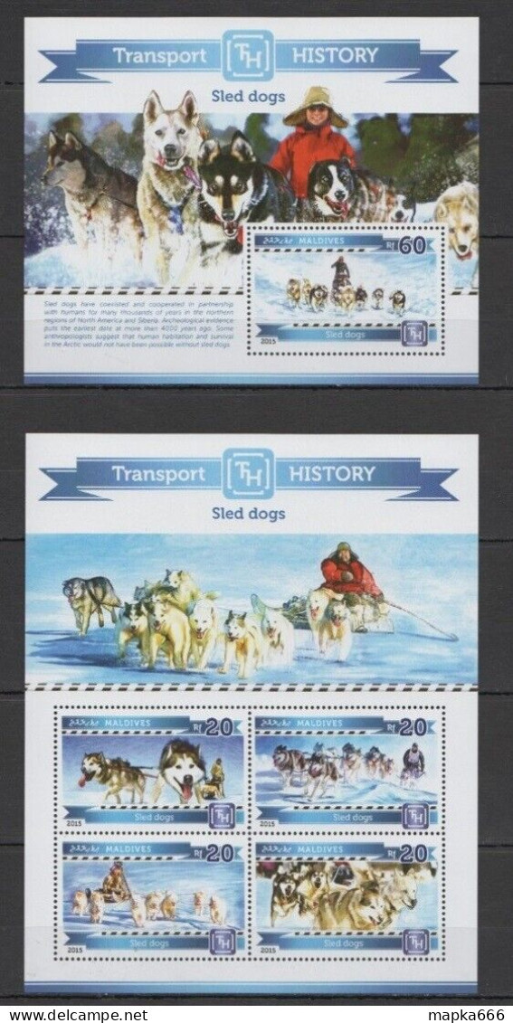 Ml212 2015 Maldives History Transport Animals Pets Sledge Dogs Kb+Bl Mnh - Hunde