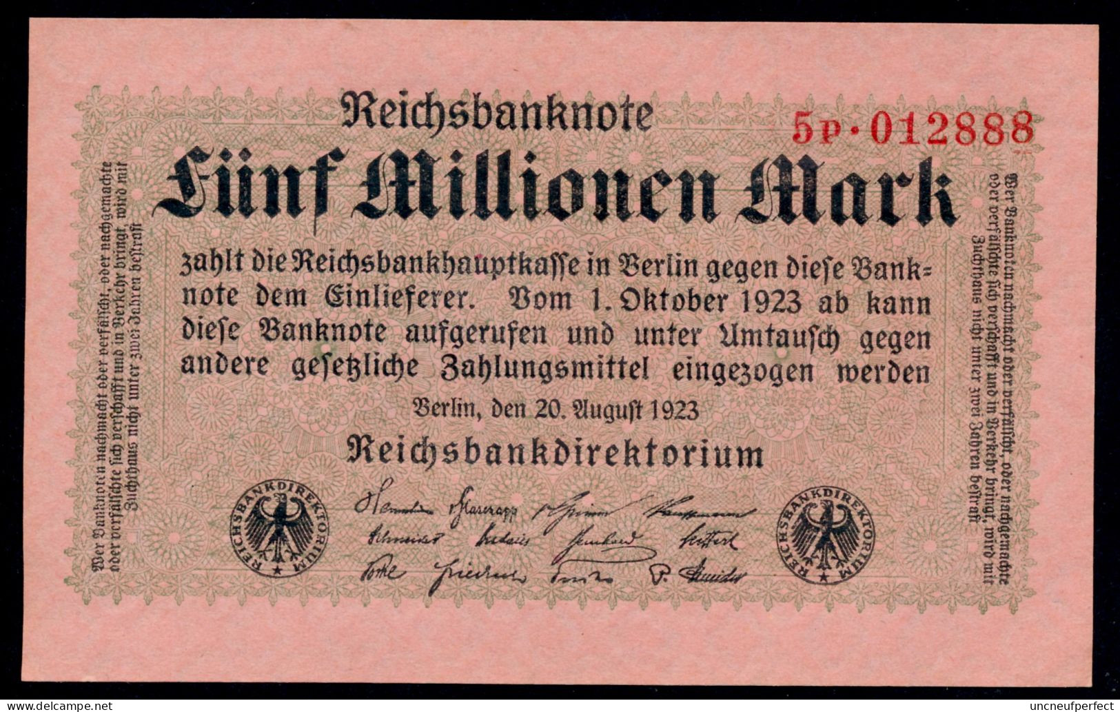 P105 Ro104b DEU-117b. 5 Million Mark 1923 UNC NEUF - 5 Millionen Mark