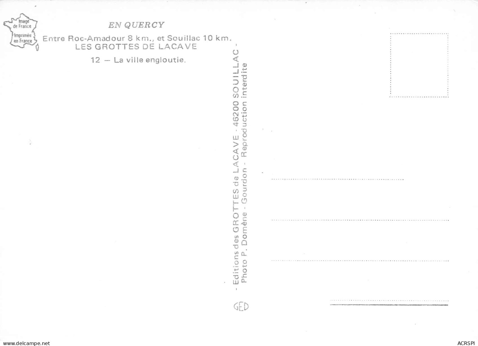 46  Grottes De LACAVE La Ville Engloutie  21 (scan Recto Verso)MF2798VIC - Lacave