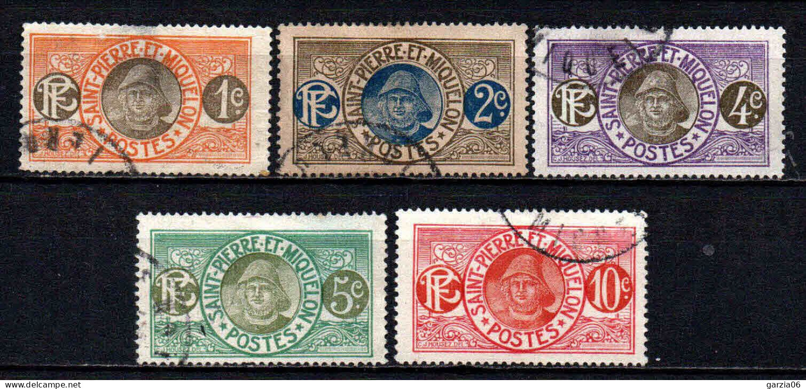 St Pierre Et Miquelon    - 1909 - Pécheur - N° 78 à 82 - Oblit - Used - Used Stamps