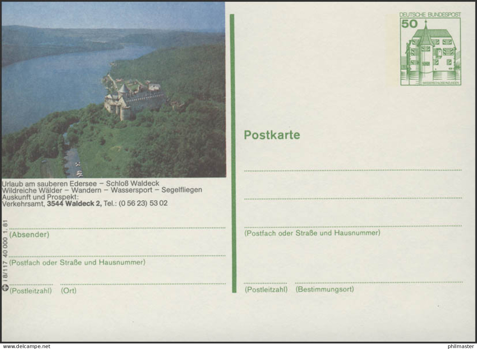 P134-i8/117 3544 Waldeck/Hessen - Schloß ** - Illustrated Postcards - Mint