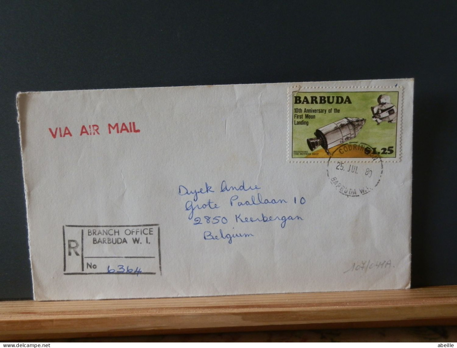 107/041A  LETTRE RECOMM.  BARBUDA  1980 - Fesselballons