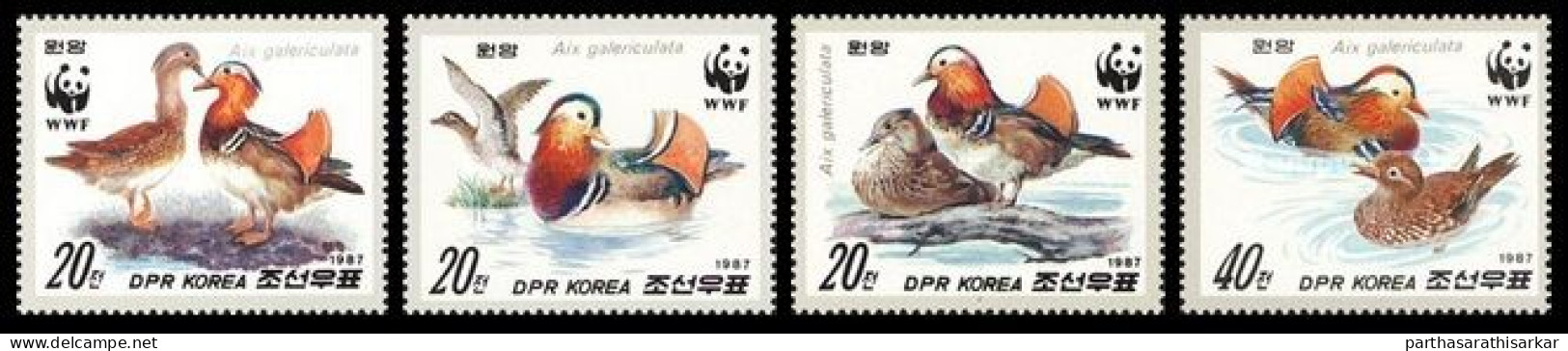NORTH KOREA 1987 WWF WORLD NATURE CONSERVATION MANDARIN DUCKS COMPLETE SET MNH - Neufs